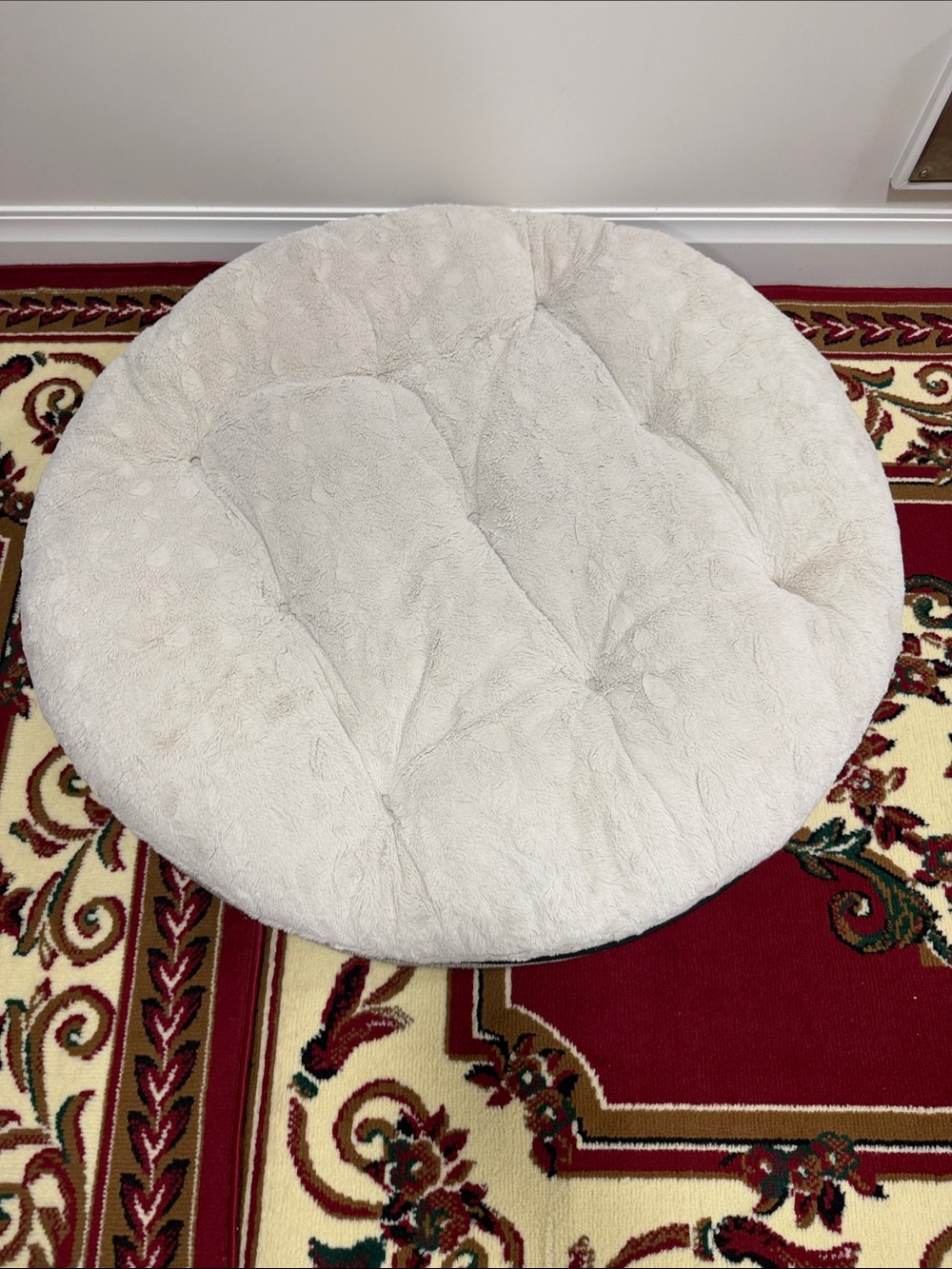 Plush Round Cushion Pillow - Cream